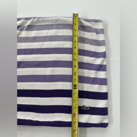 LACOSTE Retro Striped Purple lilac accent pillow case fits 18”x18” insert - Picture 4 of 8